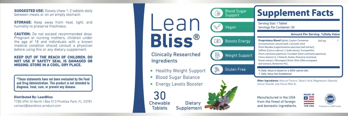 LeanBliss Supplement Facts